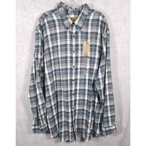 New Foundry Flannel Button Down Shirt 2XLT Cotton Soft Workwear Men’s Blue Gray